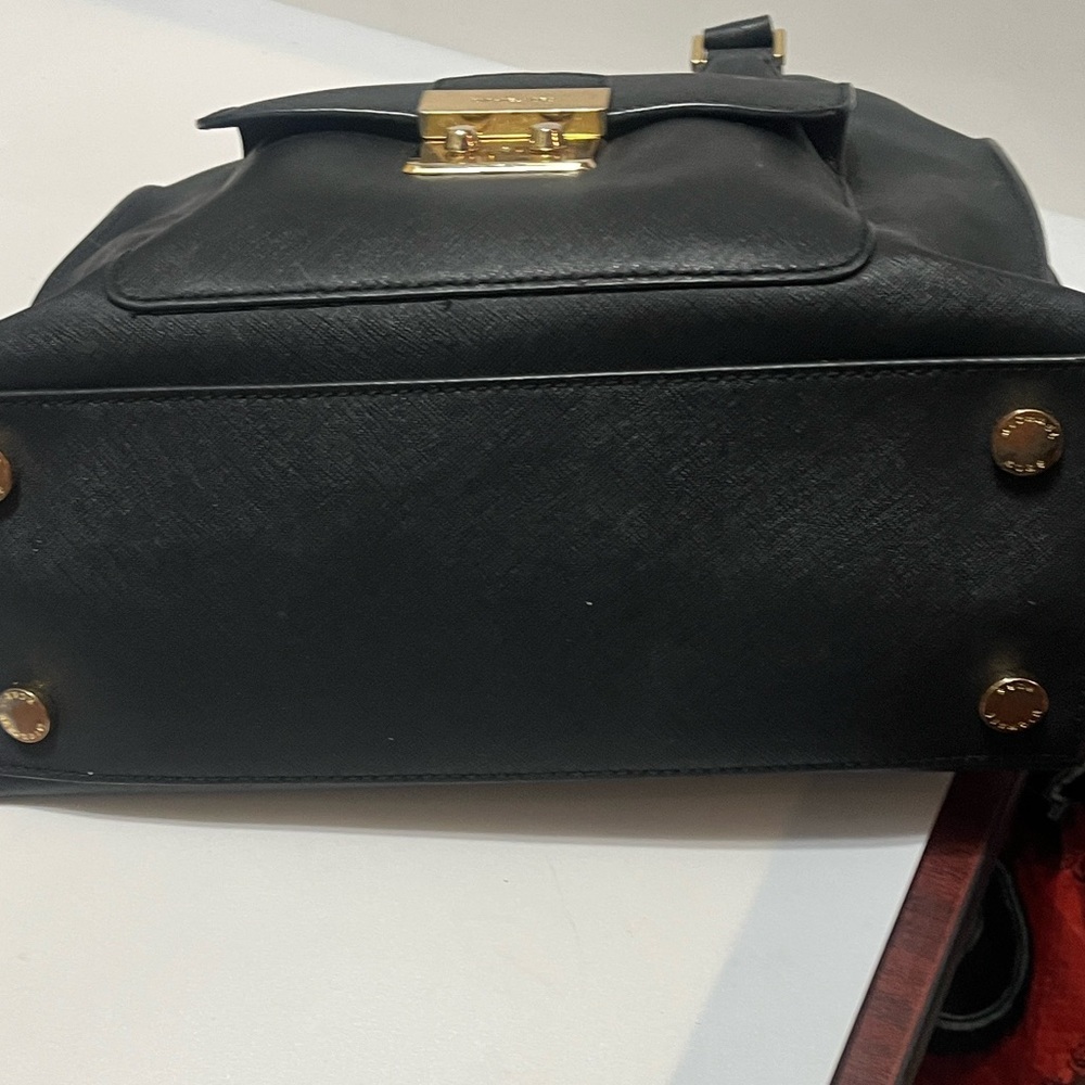 Michael Michael Kors Bridgette Medium East West Leather Tote Bag Black Gold - Picture 11 of 15